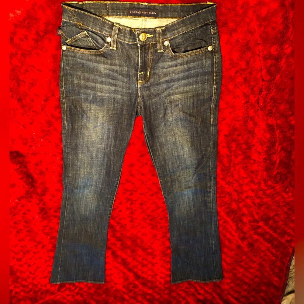 Rock & Republic Kasandra Bootcut Dark Denim Jeans Stretch Chic Edgy (Size 6L) - Picture 4 of 14